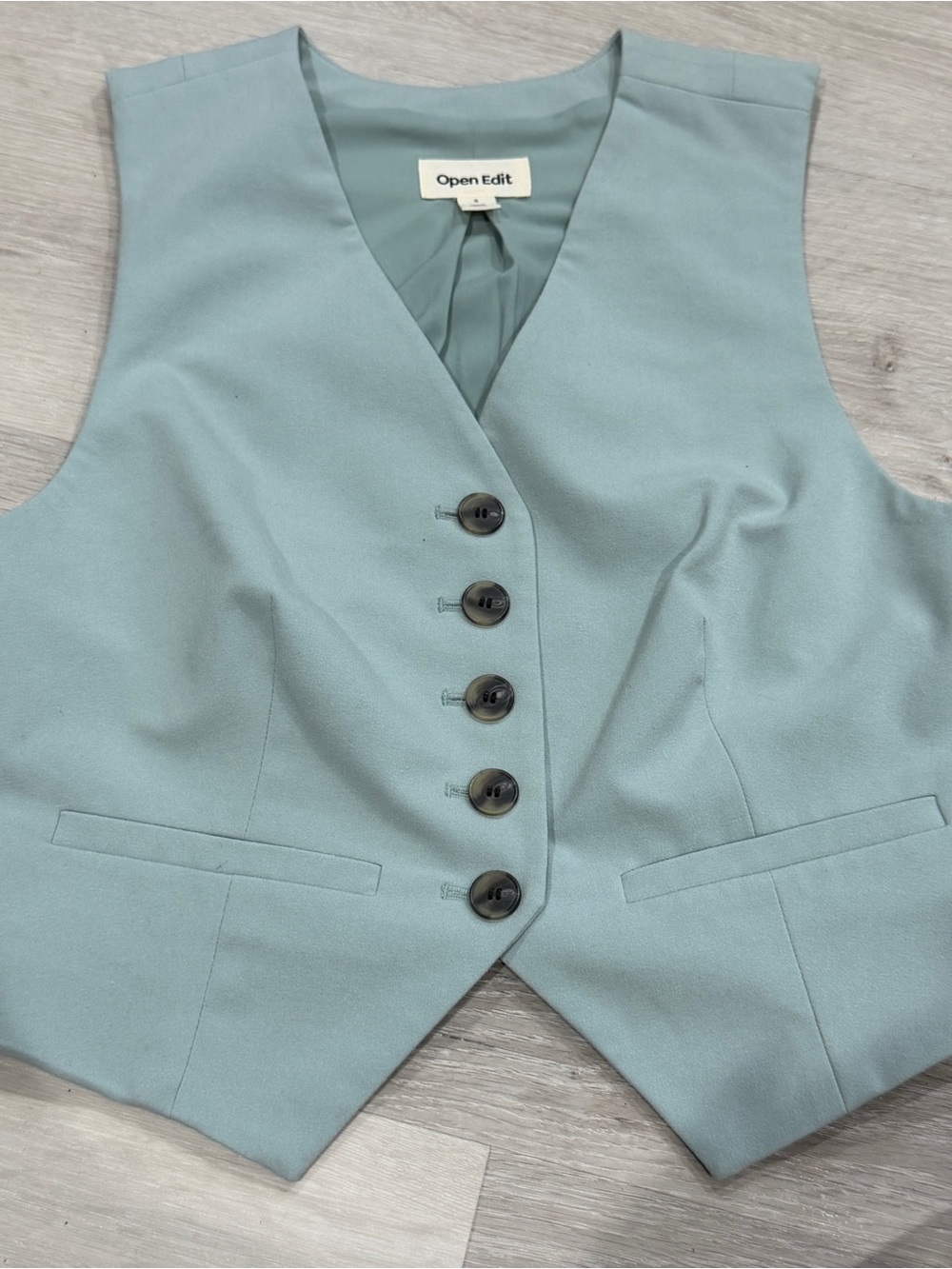 Open Edit Women's Sage Buttoned Tailored Vest